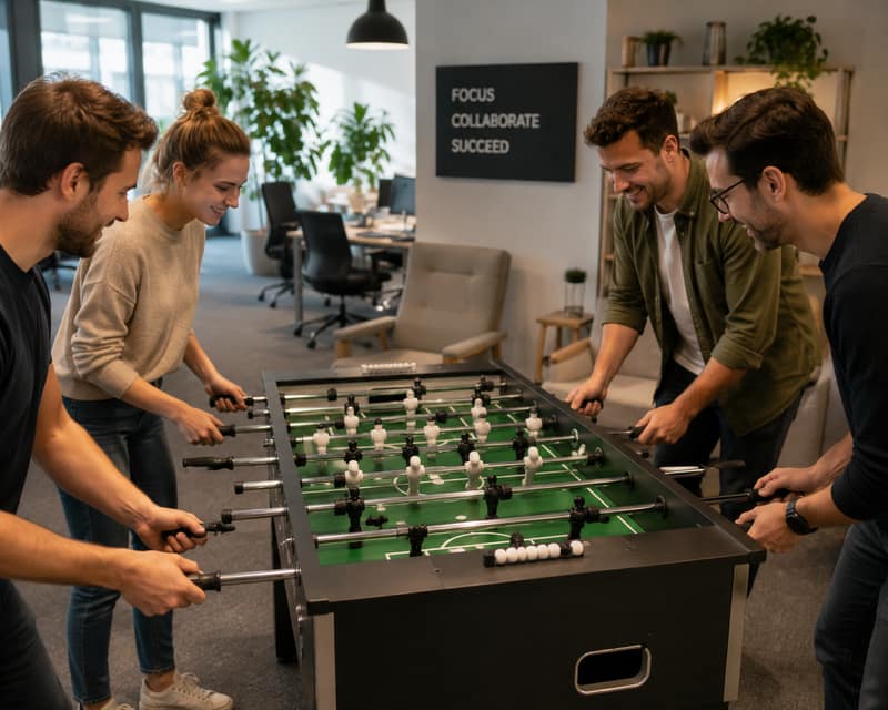 Büroteam spielt Tischtennis